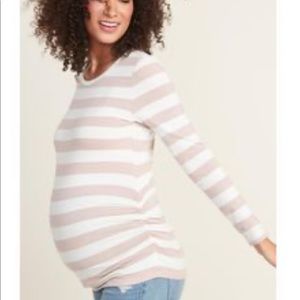 Maternity fitted crew neck tee - pink stripe